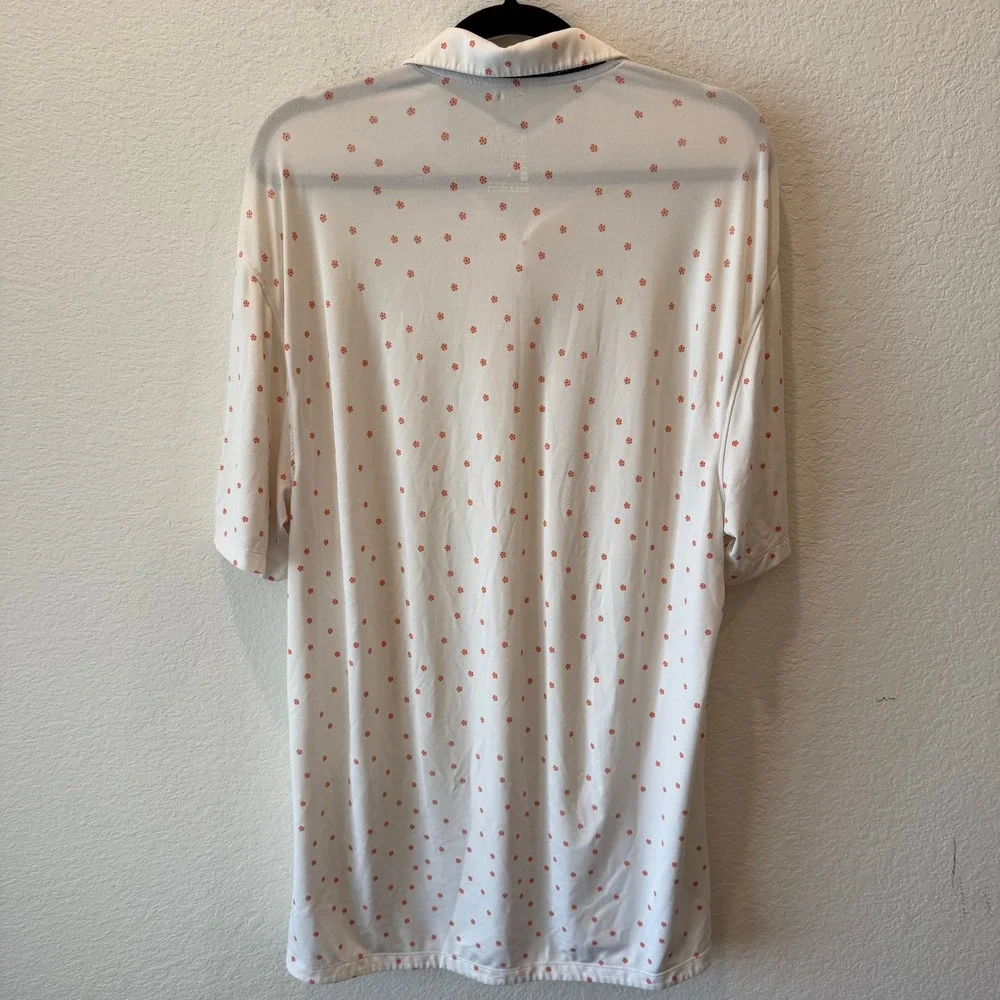 Nike Golf Dri-FIT Polo Shirt Mens Medium White Orange Floral Sunburst Print